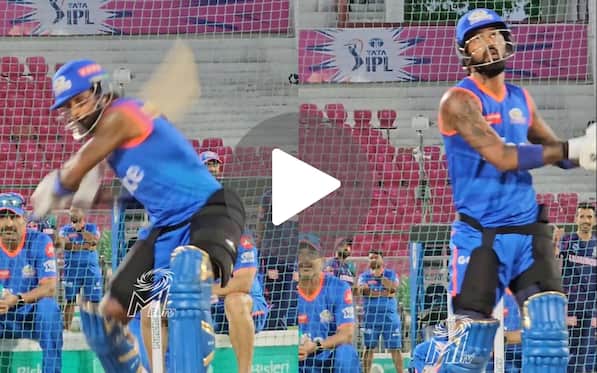 [Watch] Chahal Looks On As 'Sweaty' Hardik Slams Astounding Six Ahead Of RR Vs MI IPL 2024 Match